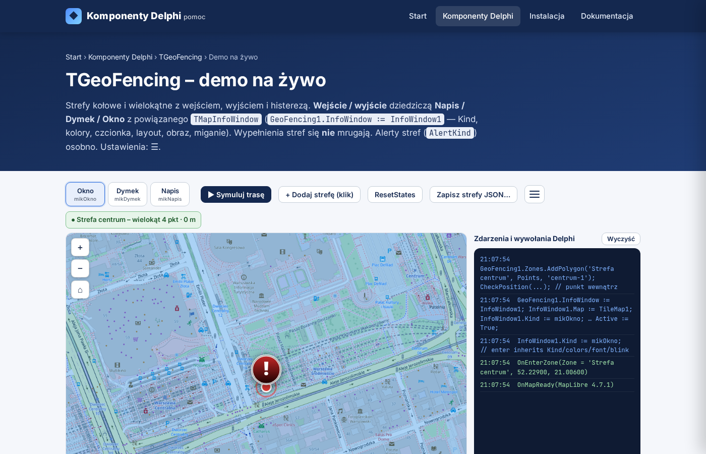 TGeoFencing – podgląd