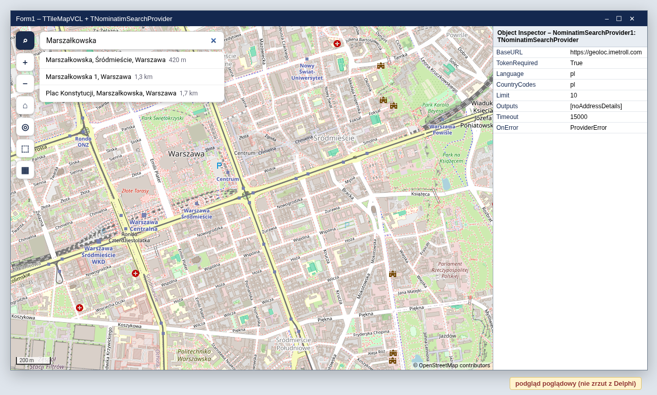 TNominatimSearchProvider – podgląd
